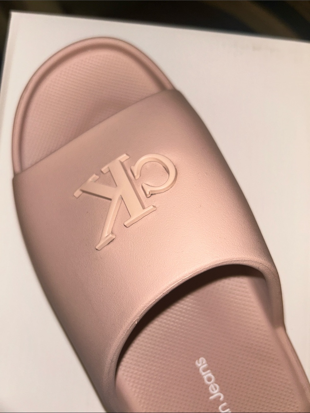 Calvin Klein Blush Pink CK Logo Slide Sandal